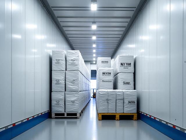 A full dry van trailer being expertly loaded with palletized freight