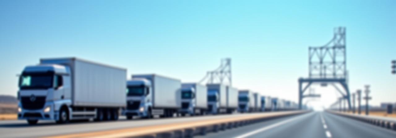 MAJ Transportation trucks at a North American border crossing