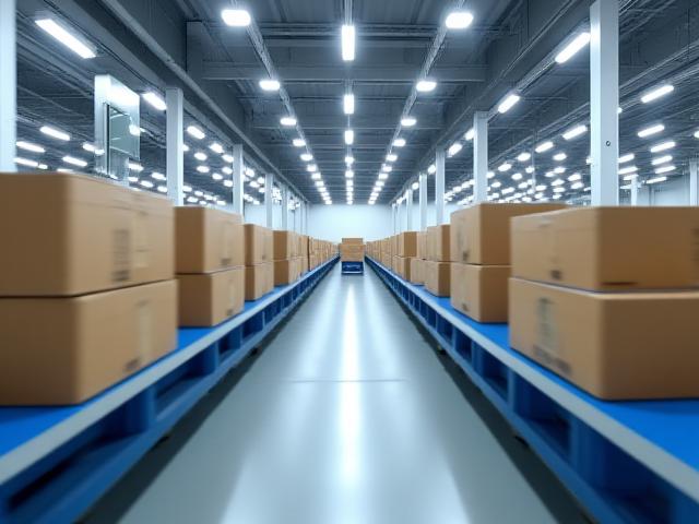 Modern logistics distribution center handling e-commerce packages