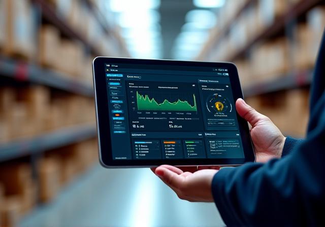 MAJ logistics professional monitoring temperature data on a tablet